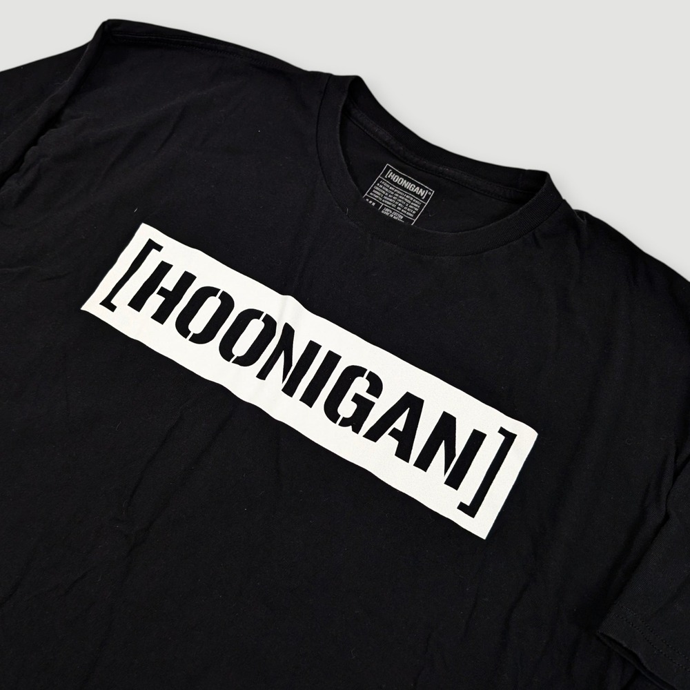 Hoonigan Box Logo T Shirt Mens XL Black Racing Graphic Print